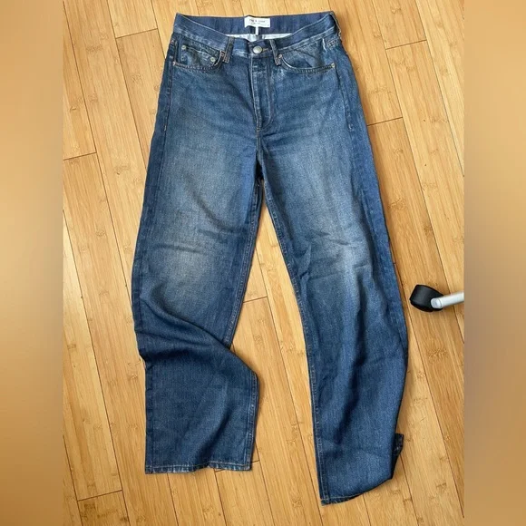 rag & bone Liquid Miramar Printed Faux Jeans Tencel Wide Leg Pants Relaxed - Picture 1 of 9